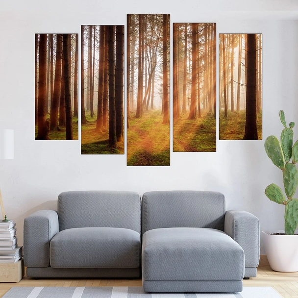 Изгрев в борова гора - картина пано за стена - Image 3