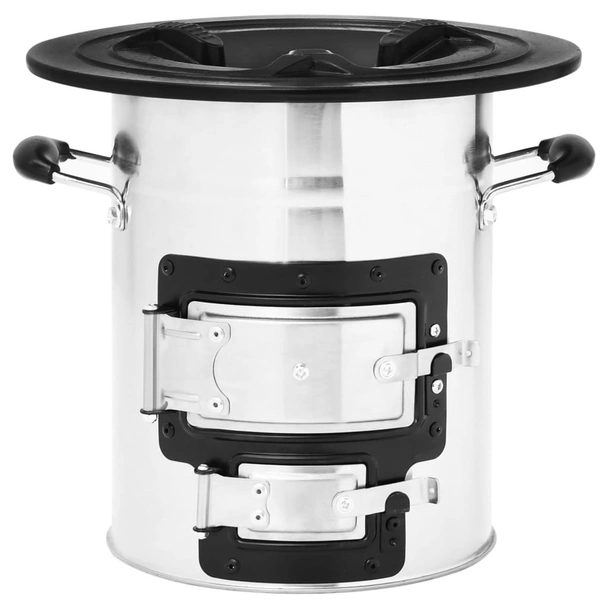 Къмпинг печка на дърва сребърна 51,5x35x30,5 см инокс - Image 4