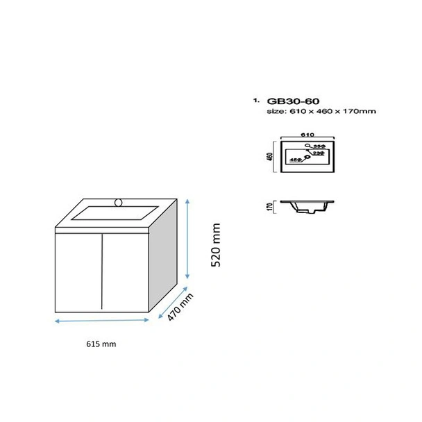 Шкаф за баня с мивка 60 см Нова Golden FORMA VITA - Image 2