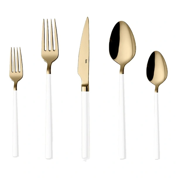 Комплект прибори 30 части злато и бяло Cubuk HIRA - Image 2