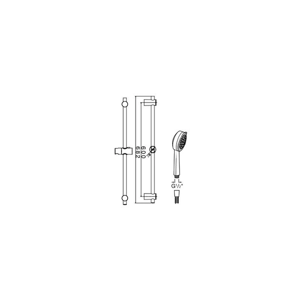 Душ комплект тръбно окачване с ръчен душ и шлаух Esmai ROCA - Image 2