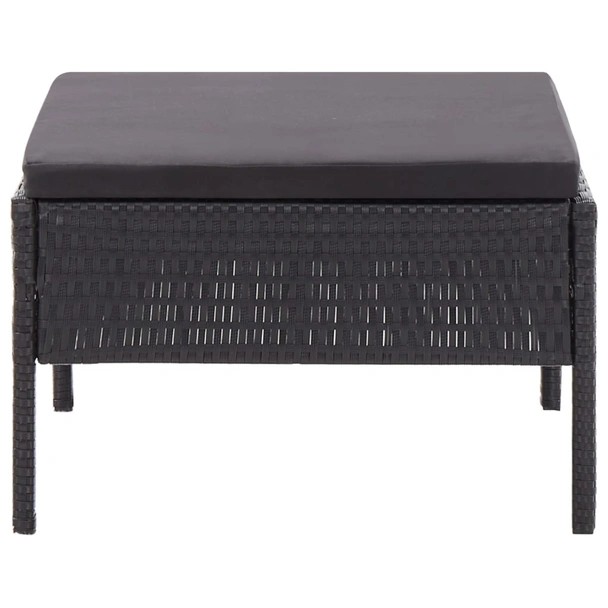 Градински комплект с черни възглавници, 3 части, полиратан - Image 12