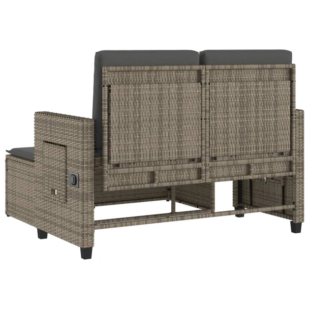 Накланяща се градинска пейка с възглавници сив полиратан - VL365819 - Image 8