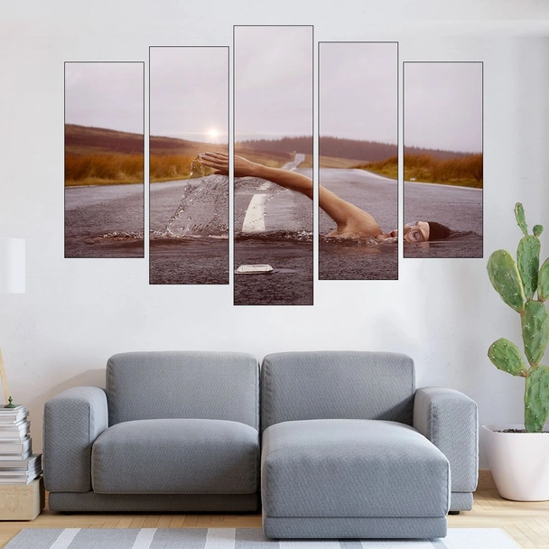 Плувец на пътя - абстракция - картина пано за стена - Image 3