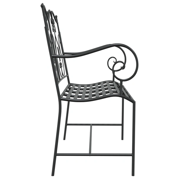 Външна пейка Черна Метал Стандартна Здрава Пейка за открито - VL42008113 - Image 5