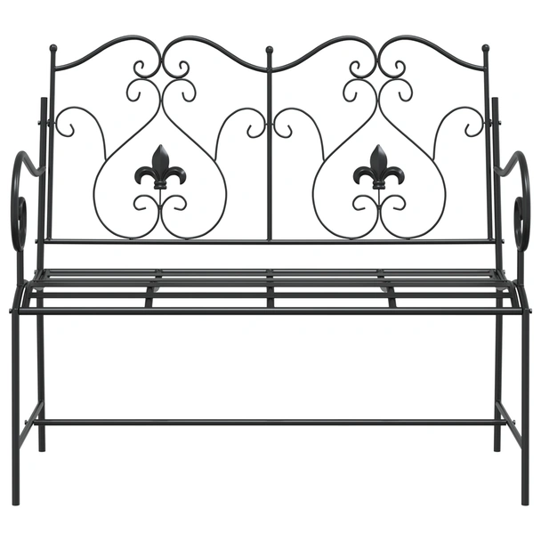 Външна пейка Черна Метал Стандартна Здрава Пейка за открито - VL42008113 - Image 4