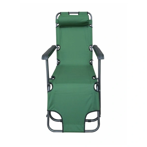 Сгъваем стол за къмпинг с възглавница 153x60x80 см зелен - Image 2