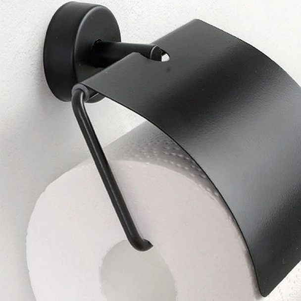 Поставка за тоалетна хартия с капак Moderno черен мат KAPITAN - Image 2