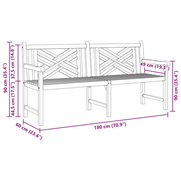 Градинска пейка Кафяво 228 x 60 x 90 см Тиково дърво масив - VL42001966 - Image 7
