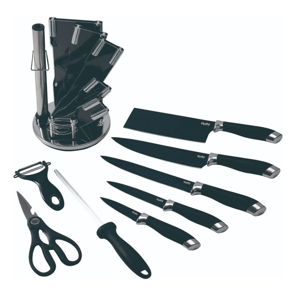 Комплект ножове с поставка черно/сребристо OLIVER VOLTZ - Image 2