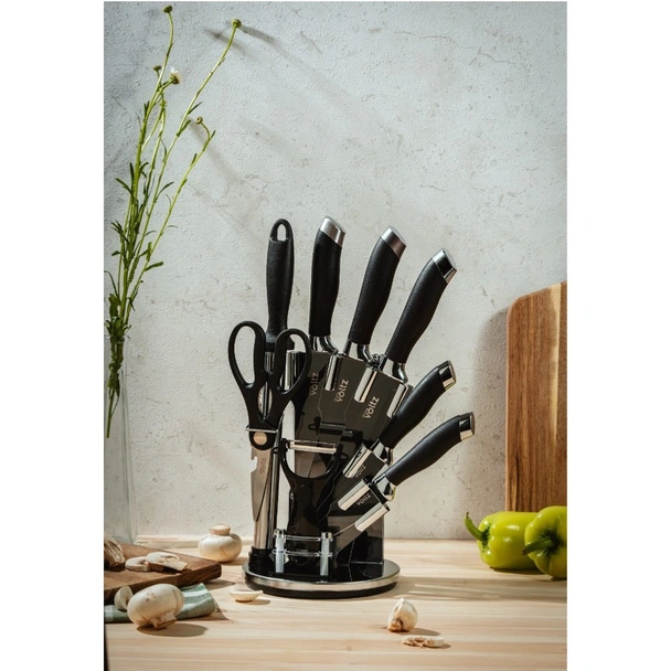 Комплект ножове с поставка черно/сребристо OLIVER VOLTZ - Image 7