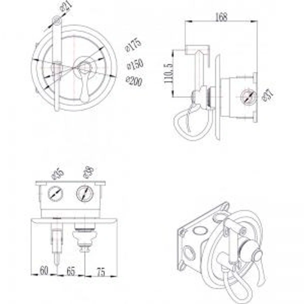 Смесител за вграждане с душ/биде Милионер старо злато INTER CERAMIC - Image 2