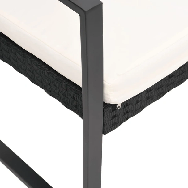 2-местна градинска пейка с възглавници, черна, PP ратан - VL360209 - Image 5