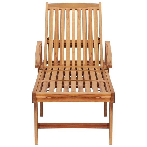 Шезлонг с масичка, тиково дърво масив - Image 5