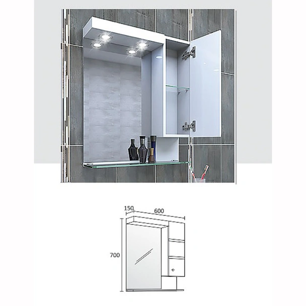 Горен шкаф за баня с LED осветление Емона TRIANO - Image 2