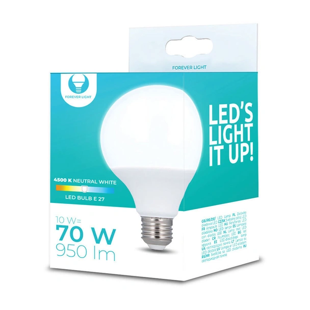 LED крушка - глобус - Е27 10W 4500K FOREVER