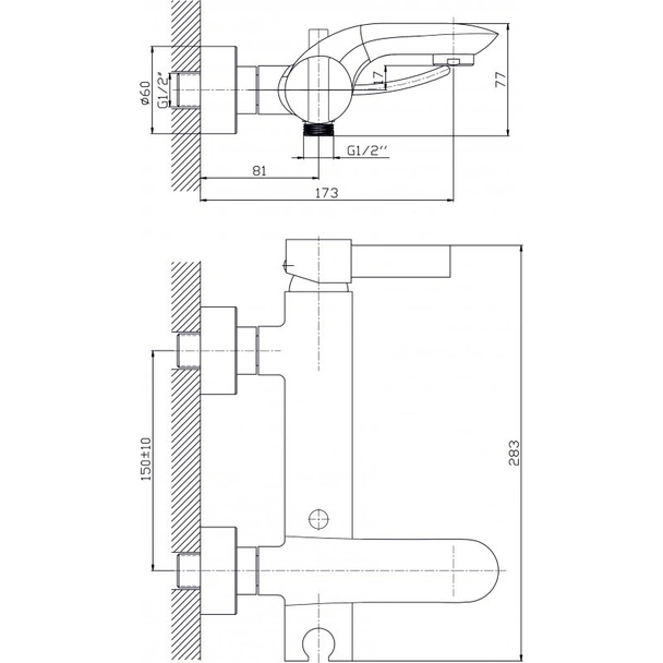 Стене месингов смесител за душ/вана "тиана"- INTERCERAMIC - Image 2