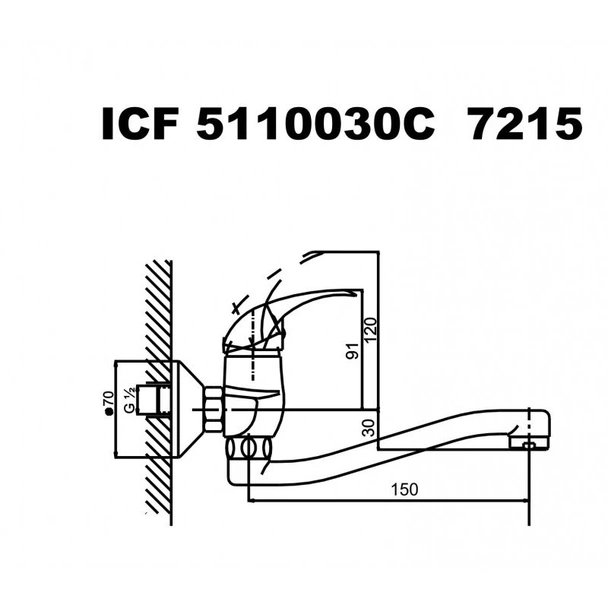 Стенен смесител за баня Оливия INTER CERAMIC - Image 2