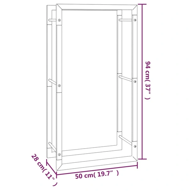 Стойка за дърва за огрев, черен мат, 50x28x94 см, стомана - Image 6
