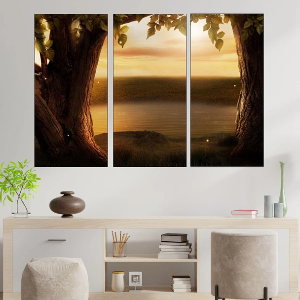 Вековни дървета и езеро - картина пано за стена - Image 2
