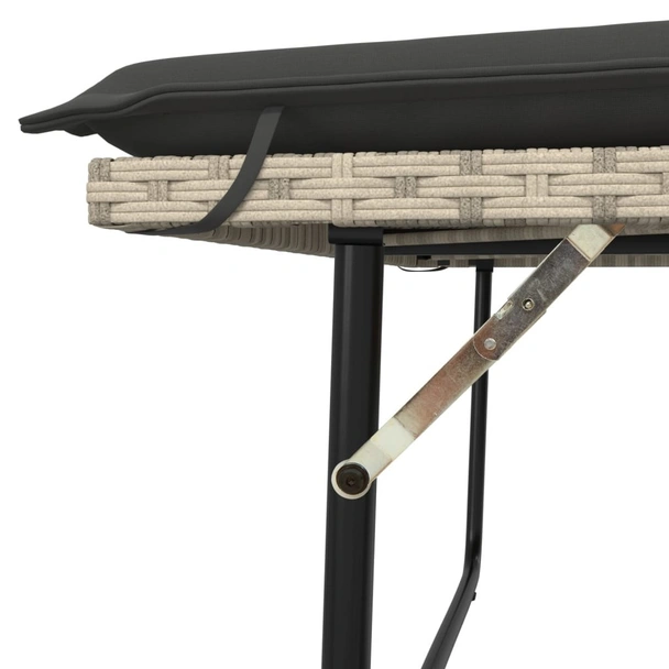 Градинска пейка с възглавници и табуретка, светлосива полиратан - VL368412 - Image 9