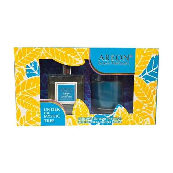 Комплект ароматизатор с пръчици 150 мл + свещ Под мистичното дърво AREON - Image 2