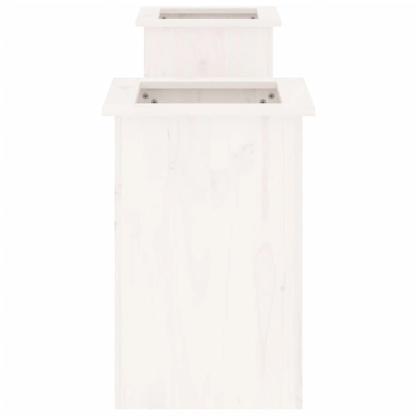 Пейка с кашпи, бяла, 184,5x39,5x56,5 см, борово дърво масив - VL825171 - Image 5