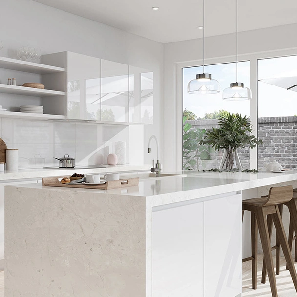 Стоящ смесител за кухня с гъвкав PVC бял чучур Zumba FERRO - Image 4