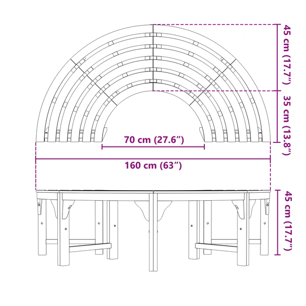 Външна пейка за дърво 160 см от дървесина еукалипт - VL3324835 - Image 11