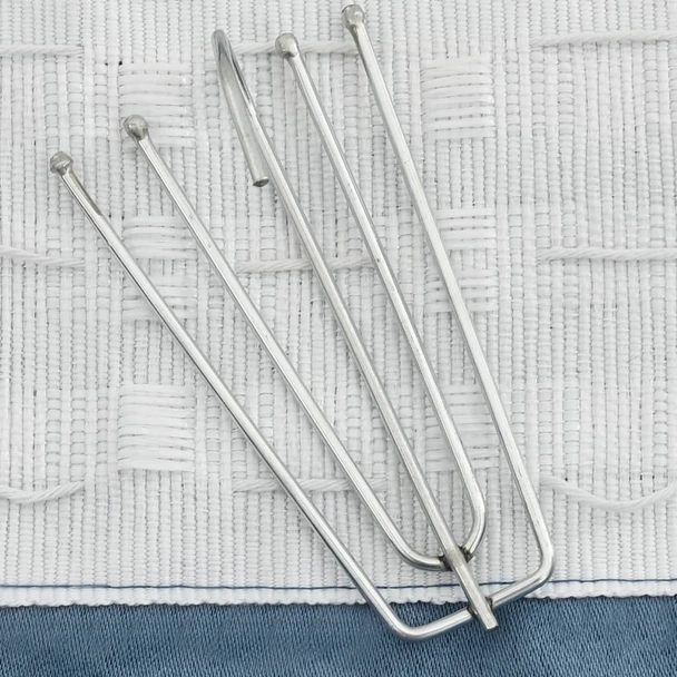 Затъмняващи завеси с куки имитация лен 2 бр. сини 140x245 см - Image 2