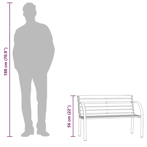 Детска градинска пейка, 81 см, китайски чам, сива - VL317120 - Image 7