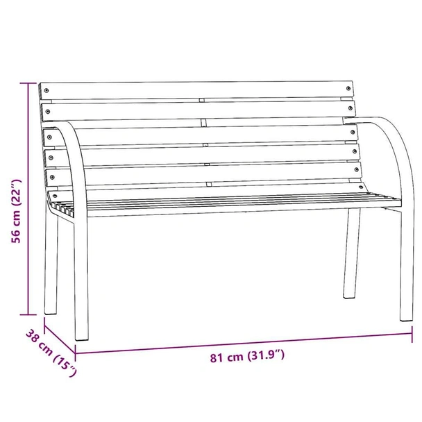 Детска градинска пейка, 81 см, китайски чам, сива - VL317120 - Image 6