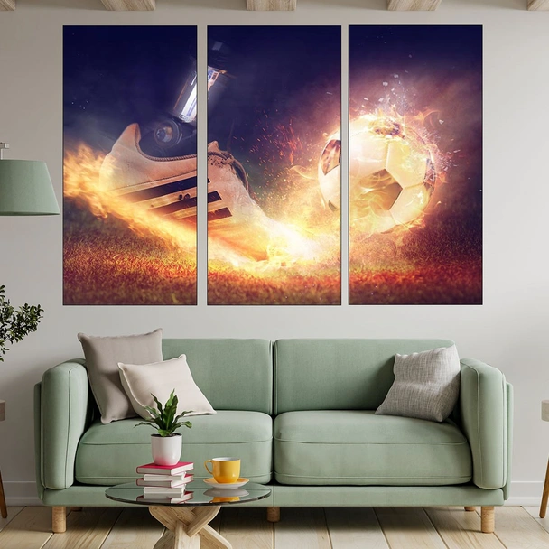 Футбол и огън - абстракция - картина пано за стена - Image 2