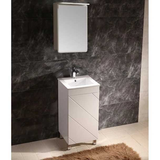 Горен шкаф за баня с огледало и led осветление - INTER CERAMIC - Image 3