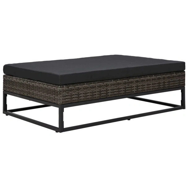 Градински комплект с възглавници, 5 части, полиратан, сив - Image 4