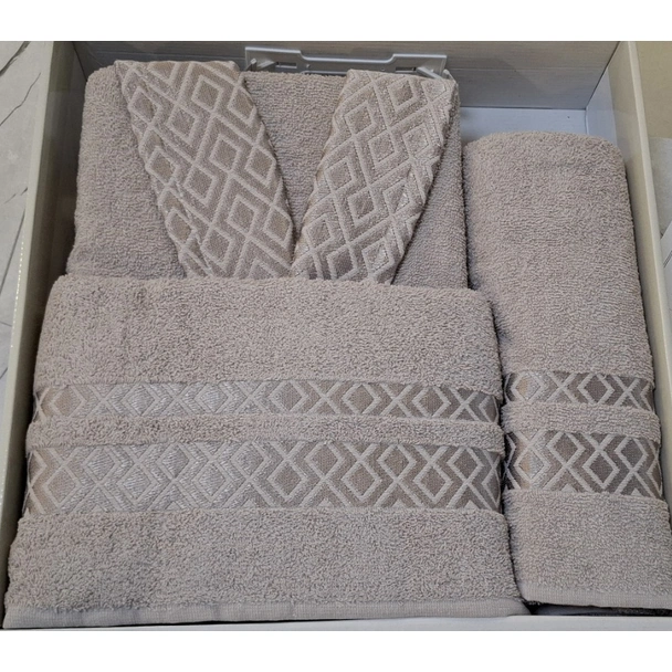 Комплект халат за баня с 2 кърпи Etnik IPEKCE - Image 2