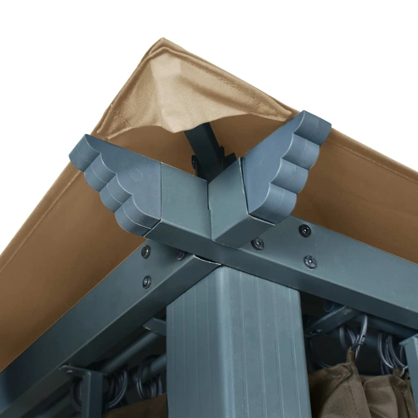 Шатра със завеси, 300x300 см, таупе, алуминий - Image 6