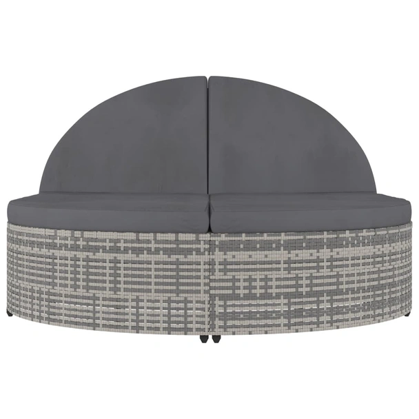 2-местен шезлонг с шалтета, полиратан, сив - Image 2