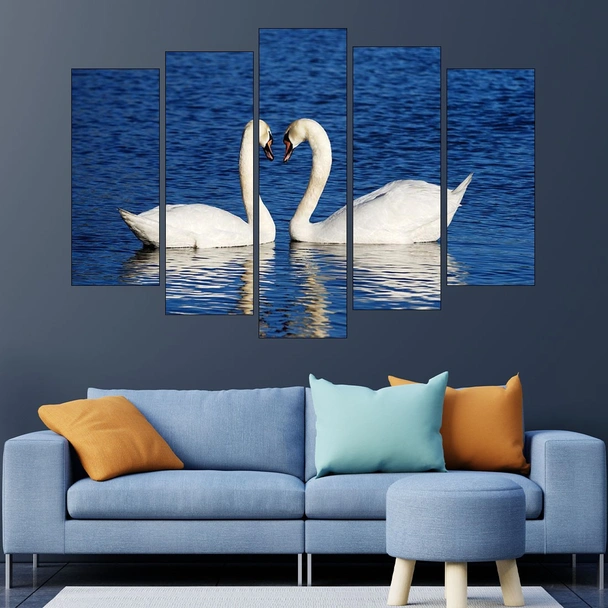 Любовна двойка лебеди - картина пано за стена - Image 3