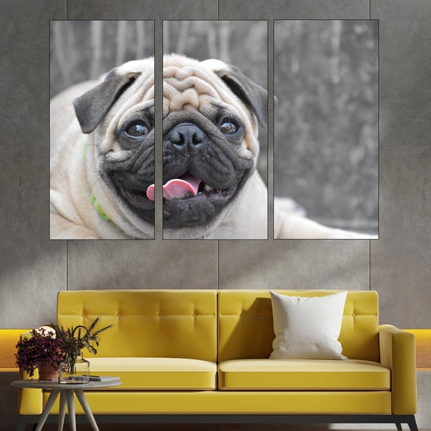 Потрет на куче мопс - картина пано за стена - Image 2