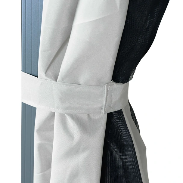 Шатра със завеси, 300x300 см, кремава, алуминий - Image 7