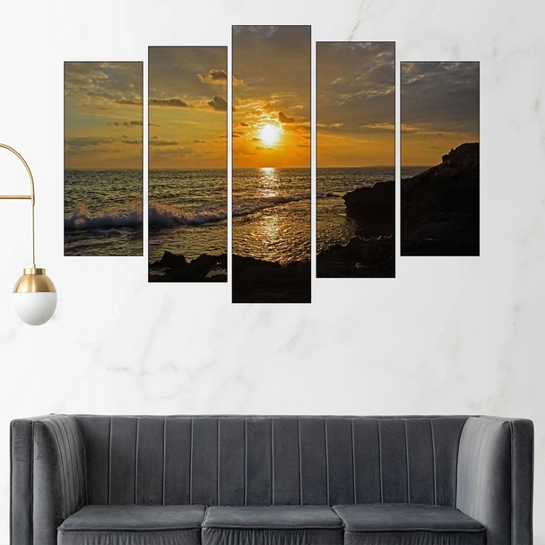 Залез над морски пейзаж - картина пано за стена - Image 3