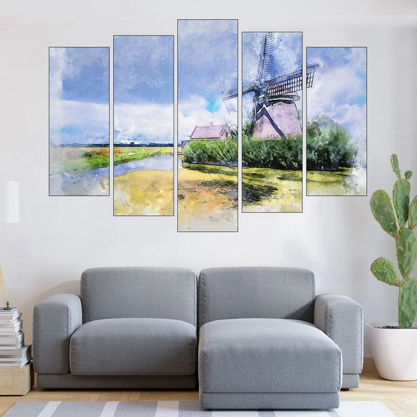 Акварел на вятърна мелница - картина пано за стена - Image 3