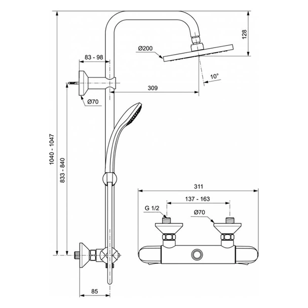 Душ система с термостат Ceratherm 25 Vidima - Image 2