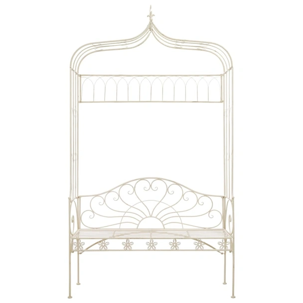 Градинска пейка, 122 см, желязо, антично бяло - VL45434 - Image 2