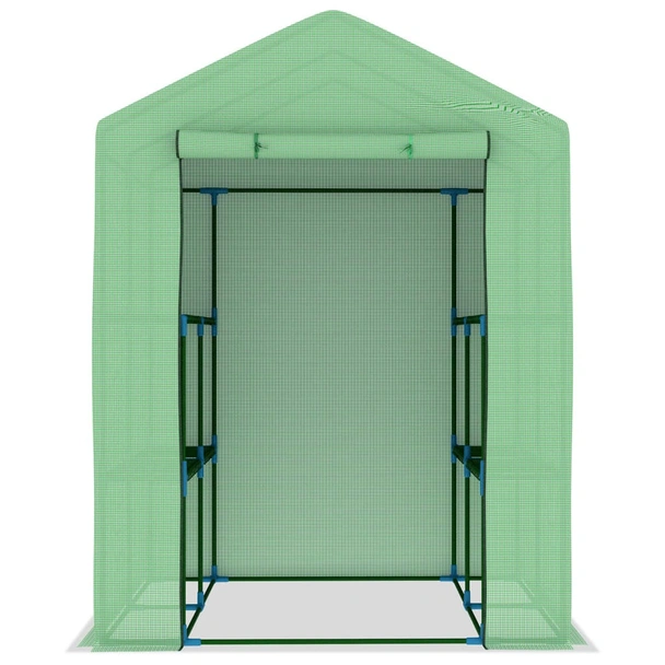 Парник с рафтове, 143x143x195 см,полиетилен и стомана, - Image 2