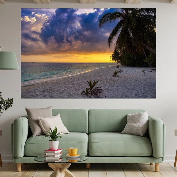 Самотен плаж в тропиците - картина пано за стена