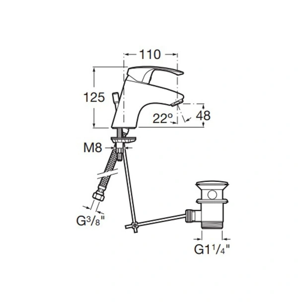 Смесител за баня с автоматичен изпразнител Monodin-N ROCA - Image 2