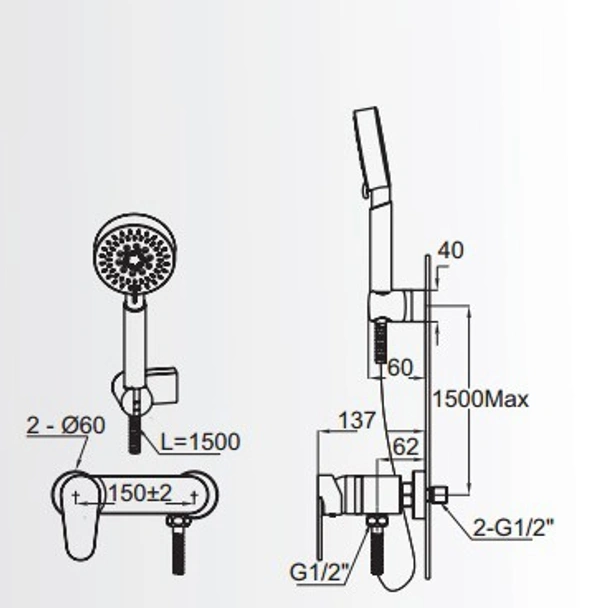Смесител за вана/душ Aves FAYANS - Image 2