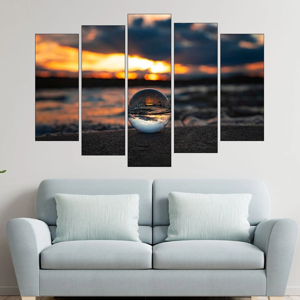 Стъклена топка в пясъка - картина пано за стена - Image 3